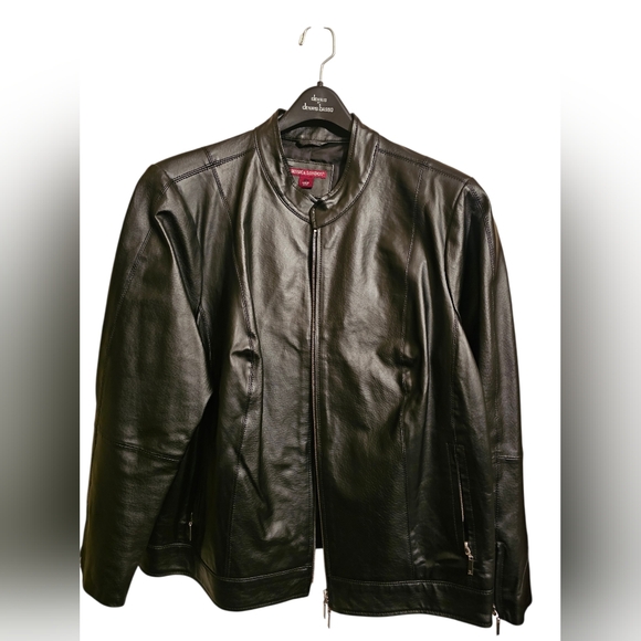 Jessica London Jackets & Blazers - Jessica London Womens Black Leather Jacket, Plus, Sz 24